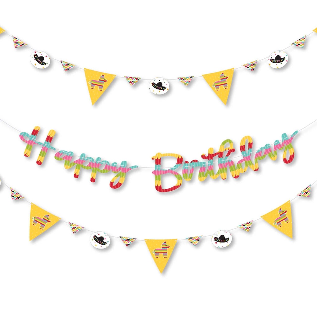 Big Dot of Happiness Let's Fiesta - Fiesta Birthday Party Letter Banner Decoration - 36 Banner Cutouts and Happy Birthday Banner Letters